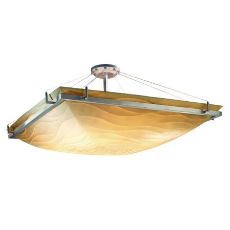 Porcelina Ring Eight Light Square Semi Flush Mount Metal Finish: Dark Bronze, Impression: Waves